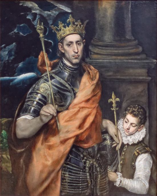 Saint Louis roi de France, et un page. Peinture de Domenikos Theotokopoulos dit El Greco (vers 1590)