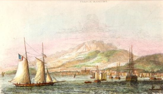 Saint-Pierre (Martinique). Gravure aquarellée de 1853