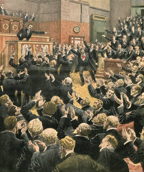 Une séance orageuse à la Chambre des députés en 1910