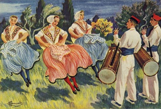 Danse provençale et tambourinaïres, par Charles Homualk (1900-1996)