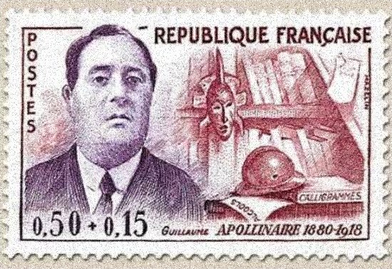 Timbre émis en mai 1961 à l'effigie de Guillaume Apollinaire