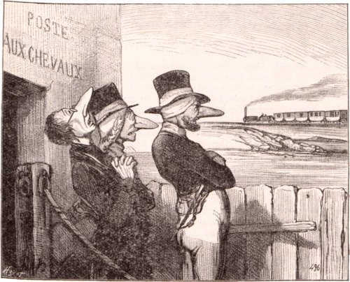 Train et poste aux chevaux, par Daumier