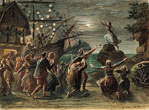 Apparition du Navire des Morts sur la jetée de Dieppe le 2 novembre Vaisseau-Fantome