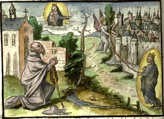 La Vierge entoure la ville d'un cordon, aidée par un ange (5 et 7 septembre 1008)