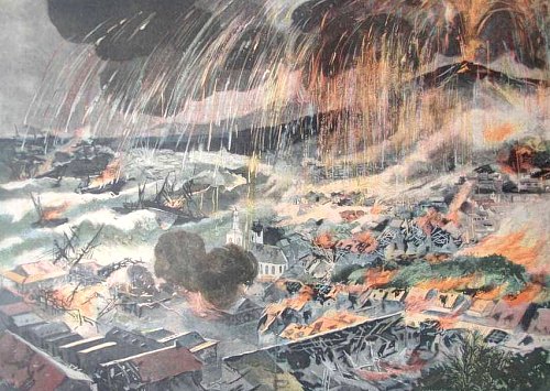 Terrible éruption de 1902 anéantissant Saint-Pierre