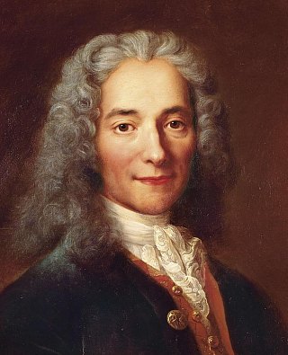 Voltaire à l'âge de 24 ans. Peinture de Catherine Lusurier d'après le tableau de Nicolas de Largillière