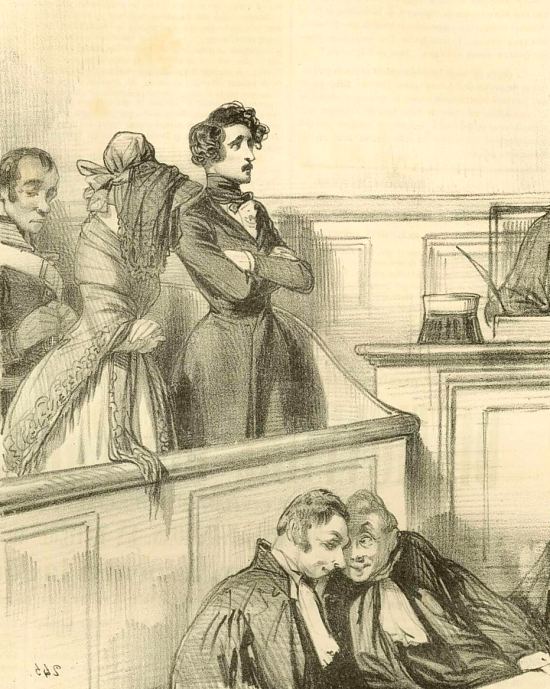 Accusation d'adultère. Gravure de Paul Gavarni extraite des Maris vengés (1838)