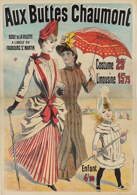 Aux Buttes Chaumont. Affiche publicitaire réalisée par Jules Jean Chéret (1836-1932) en 1888