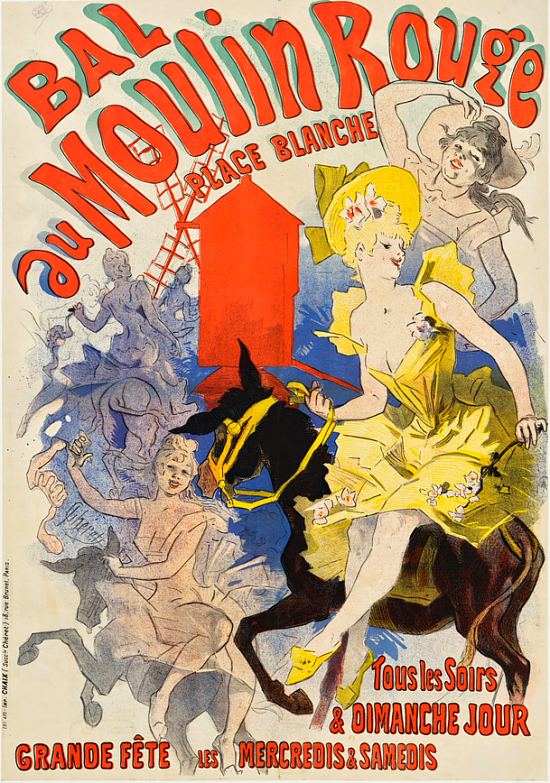Bal du Moulin rouge. Affiche réalisée en 1889 par Jules Chéret (1836-1932). Imprimerie Chaix (Paris)