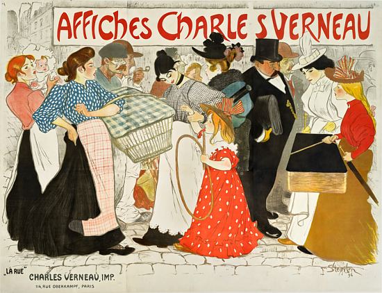 La Rue. Affiche réalisée en 1896 par Théophile Alexandre Steinlen (1859-1923). Imprimerie Charles Verneau (Paris)