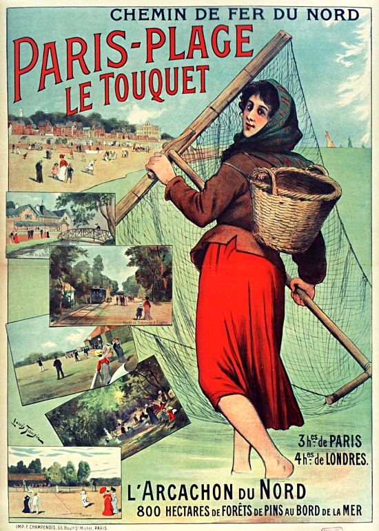 Affiche publicitaire pour Le Touquet-Paris-Plage réalisée par Louis Tauzin (1904)