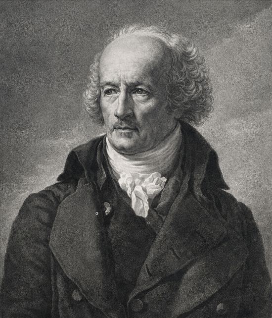 Alexandre-Théodore Brongniart (1739-1813), architecte du palais de la Bourse des valeurs de Paris dit palais Brongniart. Gravure du XIXe siècle