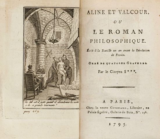 Aline et Valcour ou Le Roman philosophique par le marquis de Sade, édition de 1795