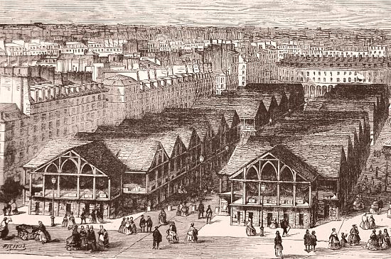 Vue de l'ancien Marché du Temple, démoli en 1863