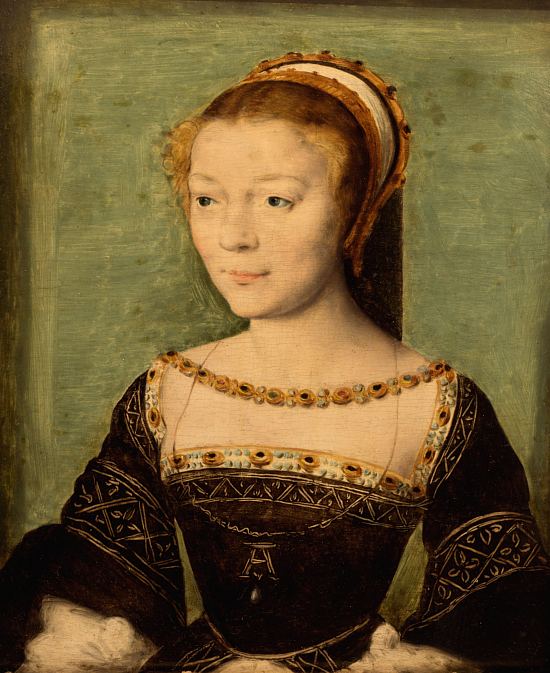 Anne de Pisseleu, duchesse d'Étampes vers 1535-1540. Peinture de Corneille de Lyon (vers 1500/1510-1575)