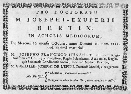 Annonce de doctorat de 1740