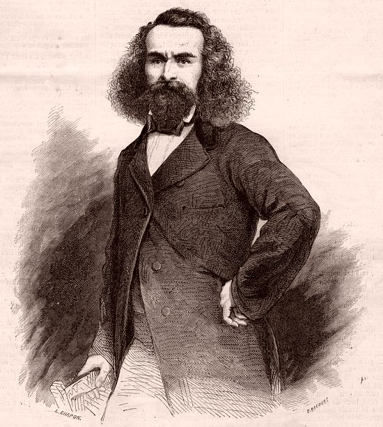 Antoine de Tounens. Gravure réalisée d'après une photographie du Mercure de Valparaiso