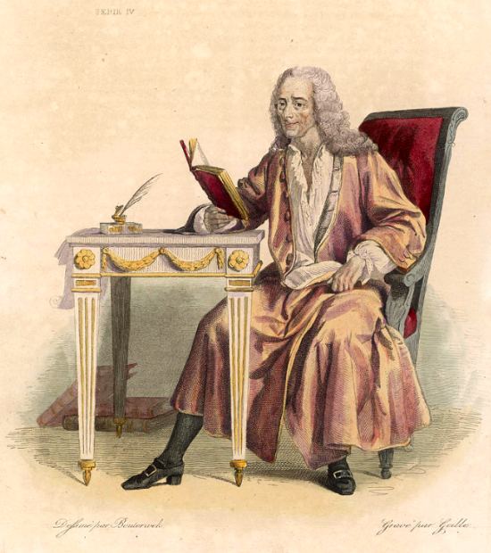 Voltaire à sa table de travail. Gravure réalisée d'après une peinture de Friedrich Bouterwek (1806-1867)