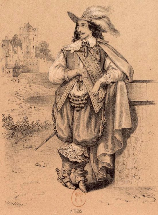 Athos. Détail d'une lithographie du XIXe siècle de Levilly extraite des Portraits de d'Artagnan, mousquetaire