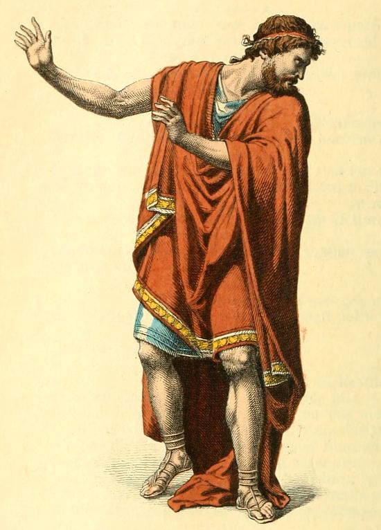 Représentation de Thyeste, personnage d'Atrée et Thyeste, pièce de Crébillon. Gravure de Henri Allouard parue dans Théâtre complet de Crébillon (1885)