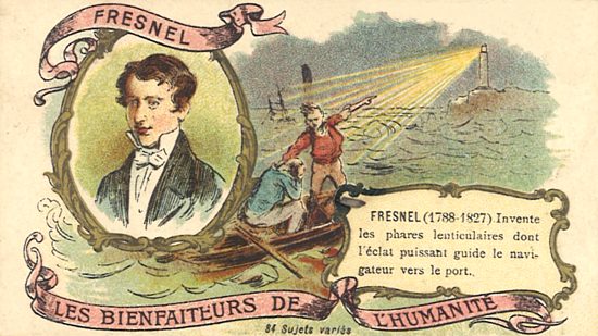 Augustin Fresnel. Chromolithographie publicitaire publiée vers 1920 Augustin Fresnel. Chromolithographie publicitaire publiée vers 1920