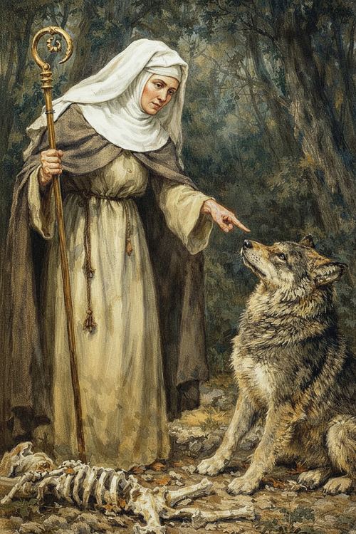 Sainte Austreberte réprimanda messire loup de la manière la plus véhémente