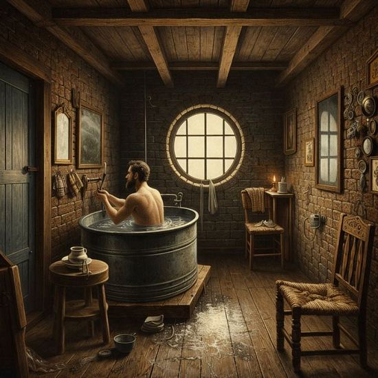 Cabinet d'un établissement de bain public dans la seconde moitié du XIXe siècle