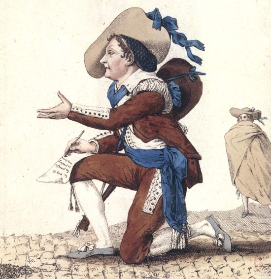 Dazincourt jouant en 1786 le rôle de Figaro dans Le Barbier de Séville