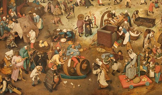 Le combat de Carnaval et de Carême. Détail d'une peinture de Pieter Brueghel l'Ancien (1559)