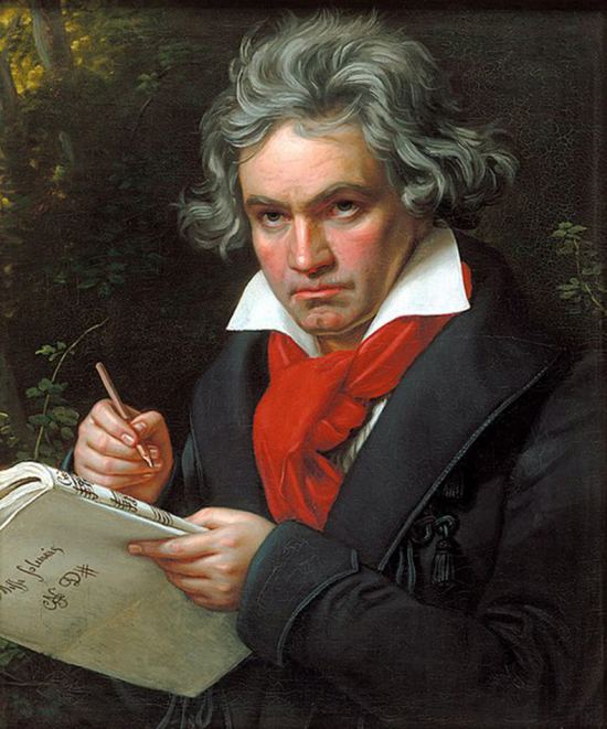 Ludwig van Beethoven travaillant à la Missa solemnis. Peinture de Joseph Karl Stieler (1820)