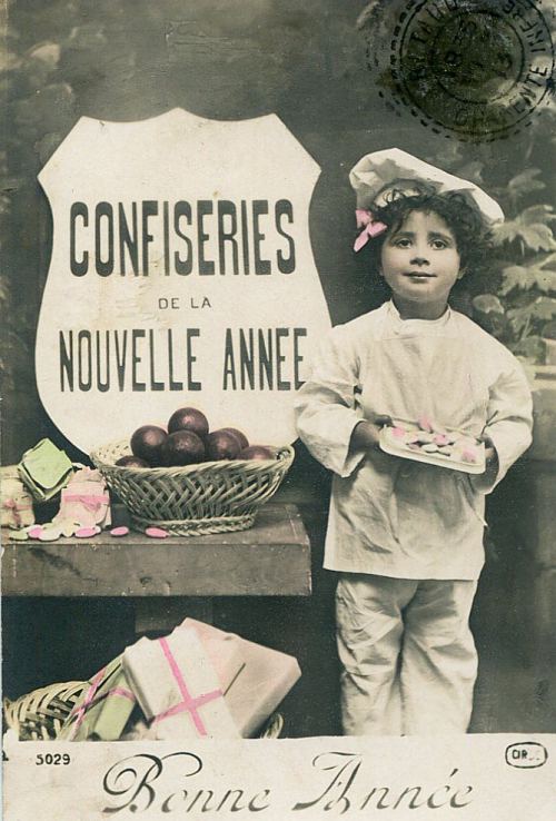Confiseries de la nouvelle année. Carte postale publiée vers 1910