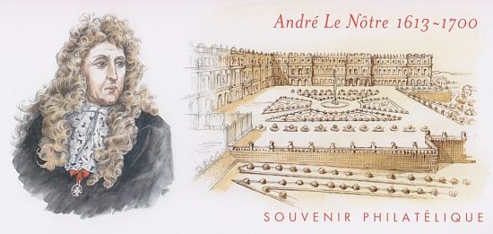 Bloc souvenir philatélique édité à l'occasion de l'émission du timbre en hommage à André Le Nôtre le 3 juin 2013
