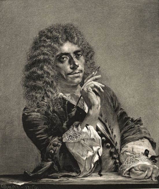 Molière. Lithographie d'Adolph von Menzel (1815-1905)