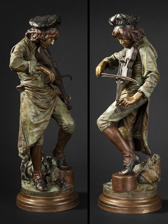 Lulli enfant. Bronze à patine polychrome, par Adrien Gaudez (1845-1902)