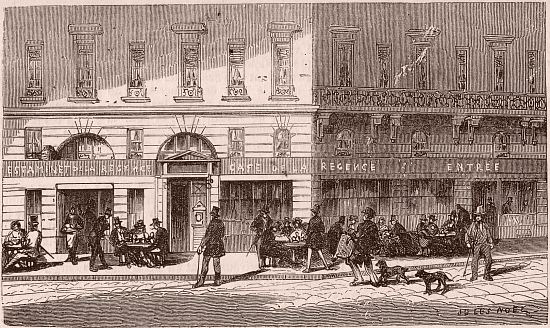 Café de la Régence à Paris, que fréquentait Gérard de Nerval, davantage en discret observateur qu'en mondain. Gravure extraite de L'Illustration en date du 25 janvier 1851