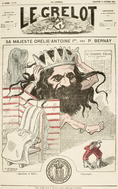 Caricature d'Orélie-Antoine Ier parue dans Le Grelot du 13 octobre 1872