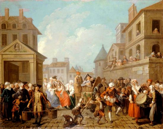 Le Carnaval des rues de Paris. Peinture d'Étienne Jeaurat (1757)