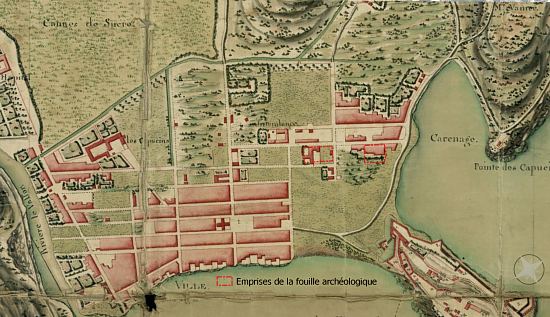 Extrait du Plan des environs du Fort Royal de la Martinique levé par l'ingénieur en chef Henri de Rochemore en 1761
