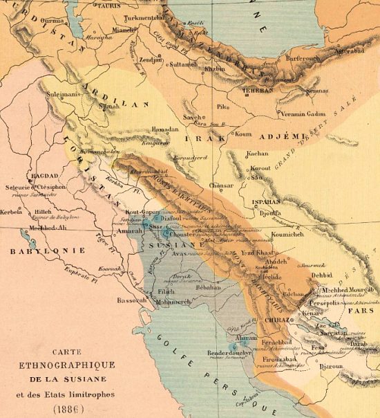 L'Acropole de Suse. Carte ethnographique de la Susiane et des États limitrophes (1886), dressée par Marcel Dieulafoy