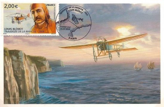 Traversée de la Manche par Louis Blériot. Carte maximum portant le timbre émis le 27 juillet 2009 dans la série Poste aérienne