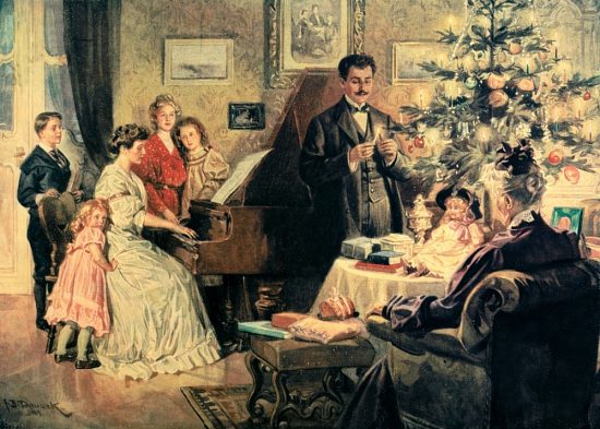 Célébrations de Noël. Peinture de Franz Doubek (1909)