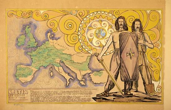 Keltia, les Celtes dans le monde ancien, de l'an 1000 à l'an 6 avant J.-C. Lithographie, vers 1947