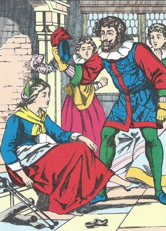 Cendrillon... seule, elle peut mettre la pantoufle perdue. Image d'Épinal