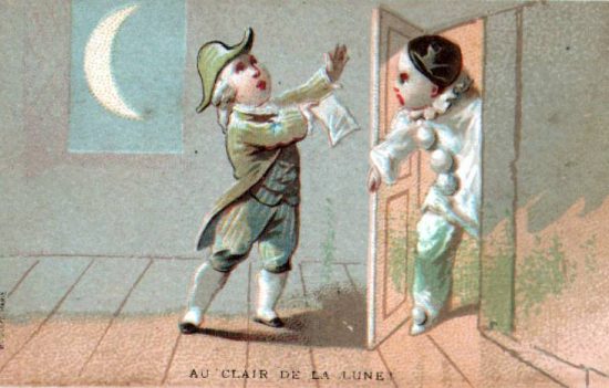 Au clair de la lune. Chromolithographie publicitaire du XXe siècle pour le chocolat Debauve et Gallais