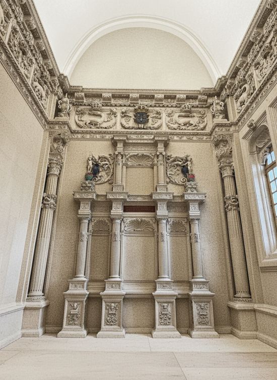 Chapelle du château de Villers-Cotterêts. Conçue par des architectes renommés tels que Philibert de l'Orme, elle rompt avec la tradition gothique, avec notamment une voûte en berceau