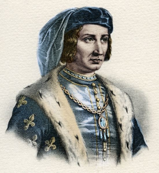 Charles VI. Lithographie anonyme (colorisée ultérieurement) du XIXe siècle réalisée au crayon d'après un portrait du temps