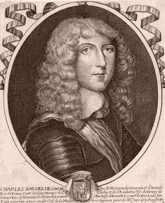 Charles-Amédée de Savoie, duc de Nemours. Gravure de 1652