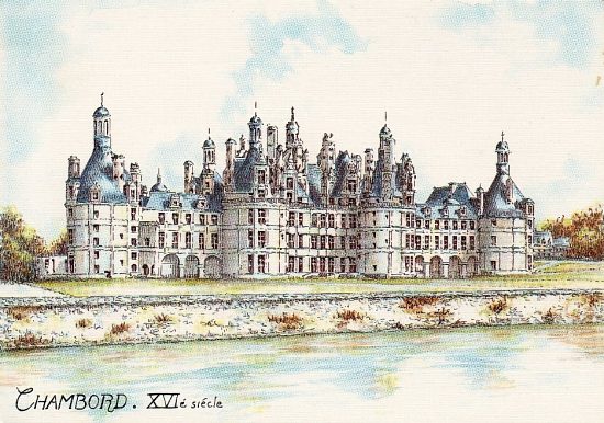 Château de Chambord. Aquarelle de Philippe Coutanceau