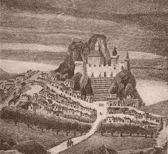Le château d'Espaly avant sa destruction partielle en 1590 durant les guerres de religion