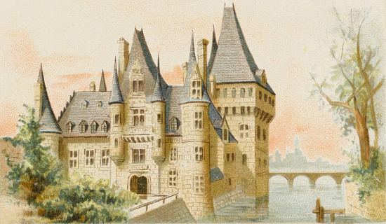 Château de Maintenon. Chromolithographie publicitaire pour le chocolat Guérin-Bouton datant d'environ 1890